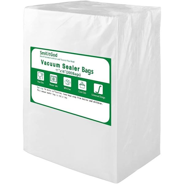 200-Pack of Vacuum Sealer Food Storage Bags - 11" x 16" Size - New