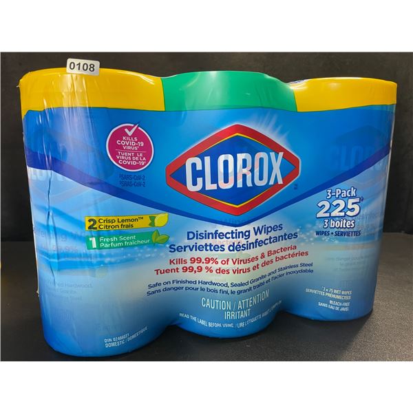 3-Pack Clorox Disinfecting Wipes - 3 Tubs x 75 Wet Wipes Each (2x Crisp Lemon, 1x Fresh Scent) - New