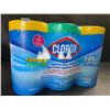 Image 1 : 3-Pack Clorox Disinfecting Wipes - 3 Tubs x 75 Wet Wipes Each (2x Crisp Lemon, 1x Fresh Scent) - New