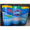 Image 1 : 3-Pack Clorox Disinfecting Wipes - 3 Tubs x 75 Wet Wipes Each (2x Crisp Lemon, 1x Fresh Scent) - New