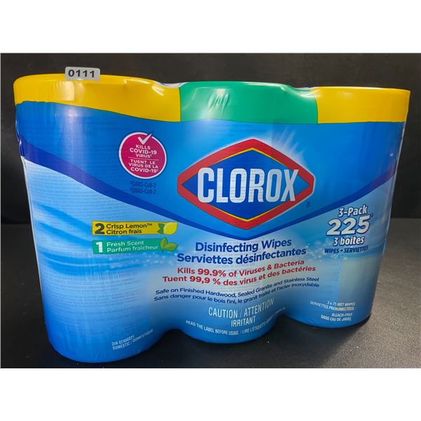 3-Pack Clorox Disinfecting Wipes - 3 Tubs x 75 Wet Wipes Each (2x Crisp Lemon, 1x Fresh Scent) - New