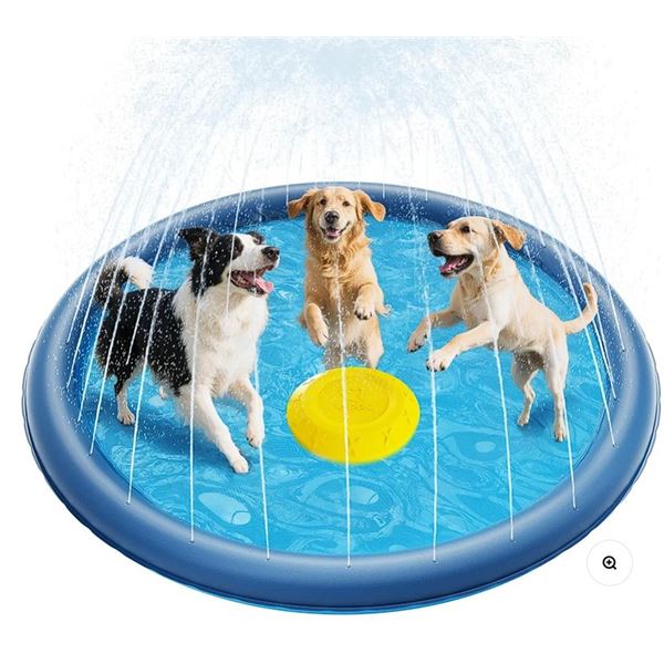 1 Splash Pad with Flying Disc for Dogs - 67-Inch Splash Pad; Great for Kids/Dogs! - New!