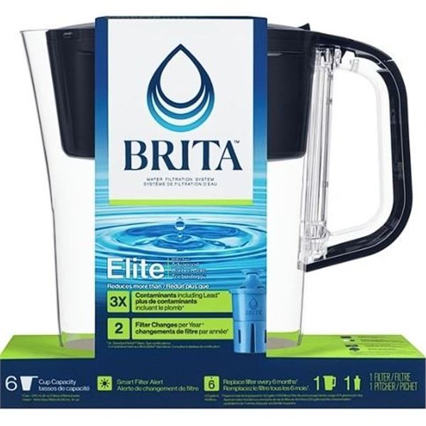 1 BRITA Elite 6-Cup Water Pitcher with Filter & Smart Light Indicator - New Sealed!