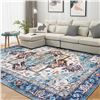 Image 1 : 1 Large 5FT x 7FT Boho Area Rug for Living Room w/ Non-Slip Backing - Brand New
