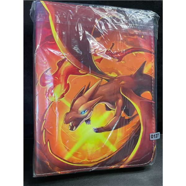 1 Leather Premium Pokemon Card Storage Binder; Charizard Design - Holds 400 Cards - New