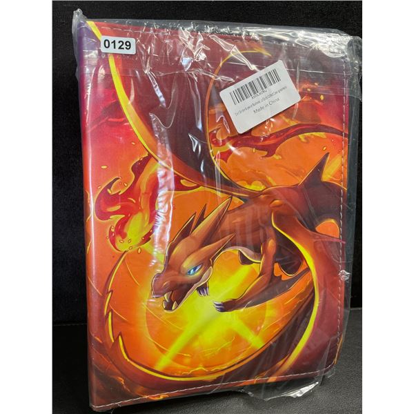 1 Leather Premium Pokemon Card Storage Binder; Charizard Design - Holds 400 Cards - New