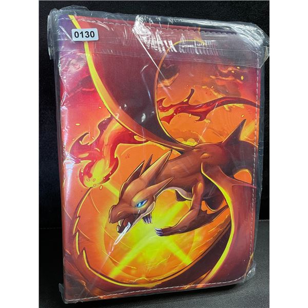 1 Leather Premium Pokemon Card Storage Binder; Charizard Design - Holds 400 Cards - New