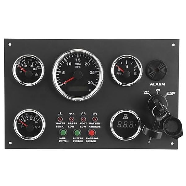 1 Boat Gauge Cluster Set - 12V/24V 5-Gauge Set w/ LCD Display - Brand New