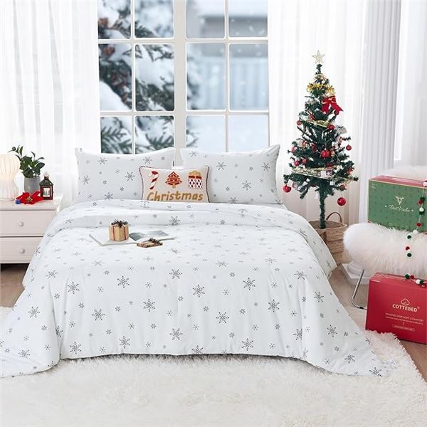 1 Twin Size/Twin XL Snowflake White Comforter Bedding Set - 68" x 92" Size - New in Box