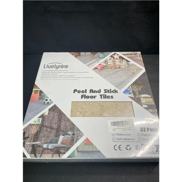 Livelynine 32-Pack Peel and Stick Floor Tiles - Waterproof Vinyl Flooring Sheets (12" x 12") - New!