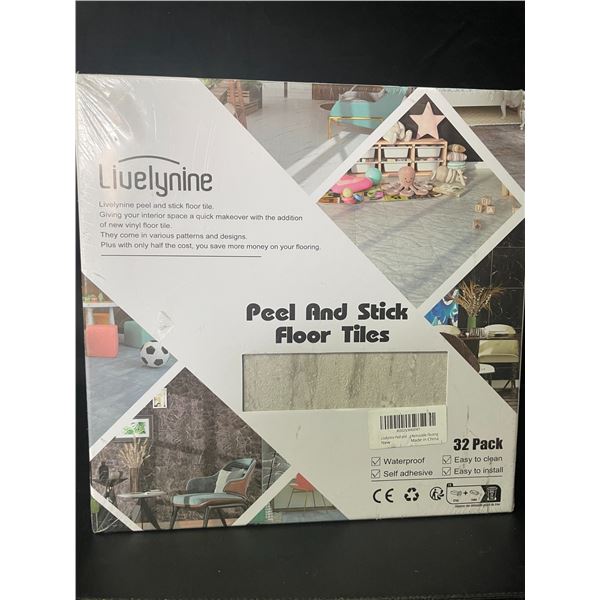 Livelynine 32-Pack Peel and Stick Floor Tiles - Waterproof Vinyl Flooring Sheets (12" x 12") - New!