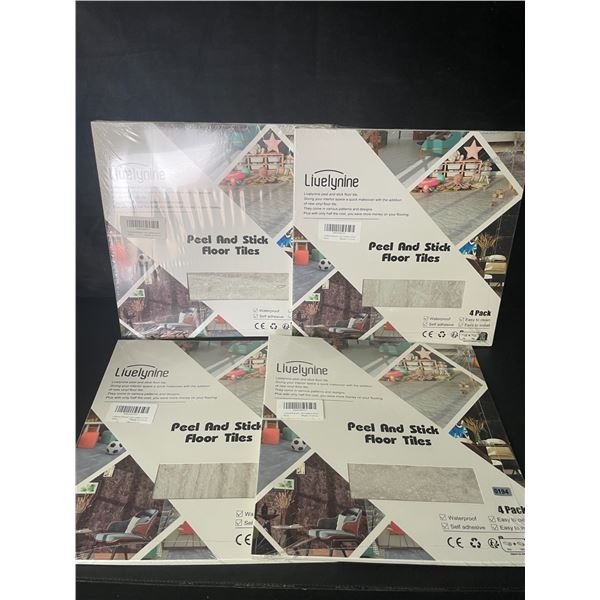 4 4-Packs of Livelynine Peel and Stick Floor Tiles - Waterproof Vinyl Flooring Sheets (12" x 12")
