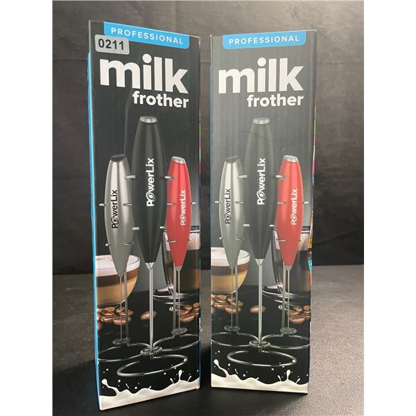 2 PowerLix Professional Handheld Electric Milk Frothers - Brand New