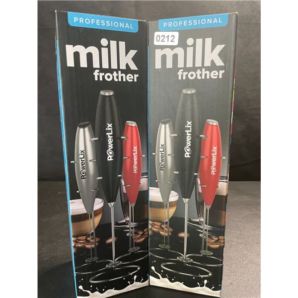 2 PowerLix Professional Handheld Electric Milk Frothers - Brand New