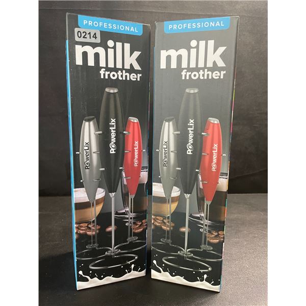 2 PowerLix Professional Handheld Electric Milk Frothers - Brand New