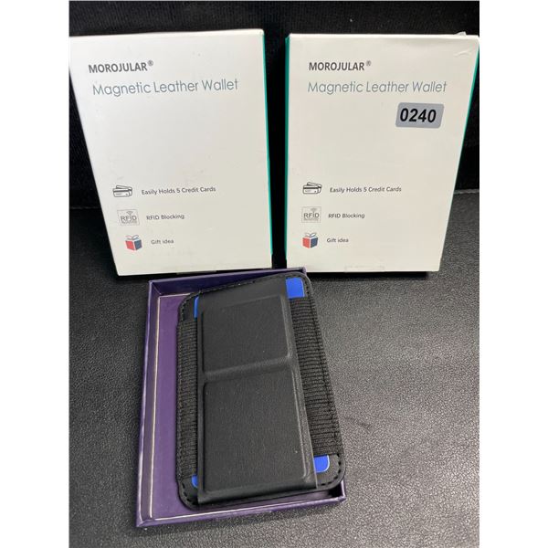 2 Morojular Magnetic Leather Wallets - RFID Blocking Wallets - New