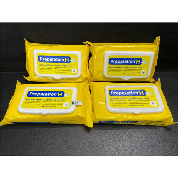 4 Packs of Preparation H Soothing Flushable Wipes; Cools, Soothes, Comforts - 48 Wipes Each - New