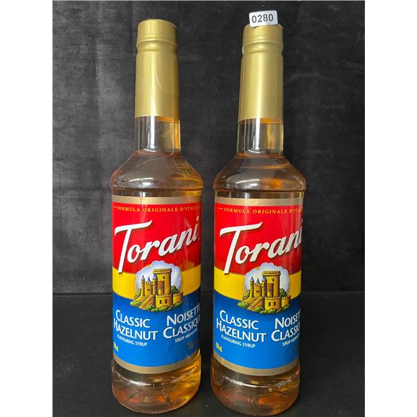 2 Torani Classic Hazelnut Naturally Flavored Syrups; 750ml Each - BB: FEB 01/2027 - New