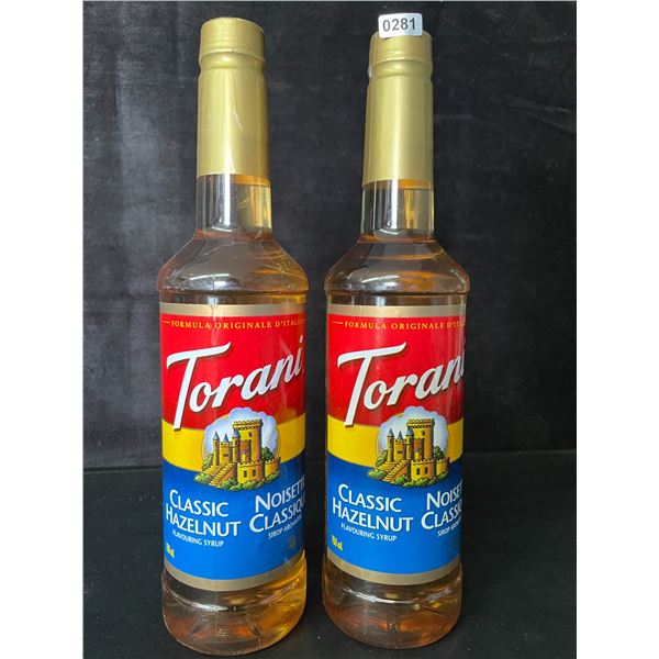 2 Torani Classic Hazelnut Naturally Flavored Syrups; 750ml Each - BB: FEB 01/2027 - New