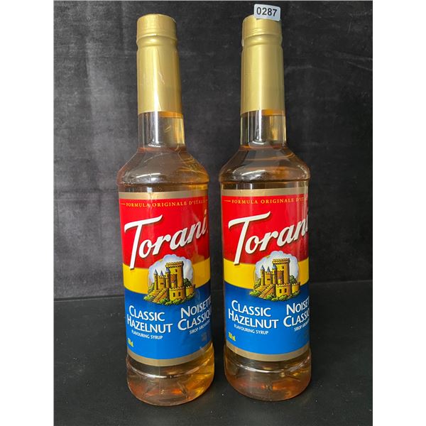 2 Torani Classic Hazelnut Naturally Flavored Syrups; 750ml Each - BB: FEB 01/2027 - New