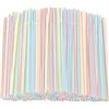 Image 1 : 3 Packs of Plastic Flexible Disposable Drinking Straws (100 Straws Per Pack/300 Total) - New