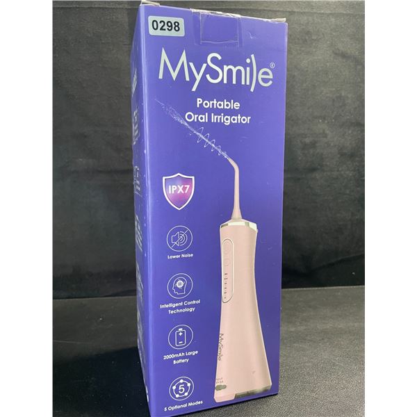 1 MySmile Portable Water Flosser/Oral Irrigator - Cordless/Rechargeable; Pink - New