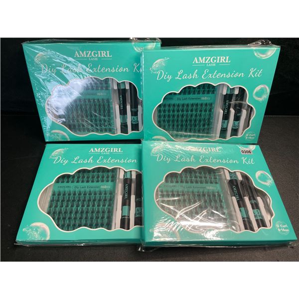 4 Amzgirl DIY At-Home Lash Extension Kits - D-Mix (8-16mm) w/ Bond and Seal, Applicator, and Remover