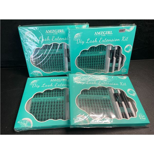 4 Amzgirl DIY At-Home Lash Extension Kits - D-Mix (8-16mm) w/ Bond and Seal, Applicator, and Remover