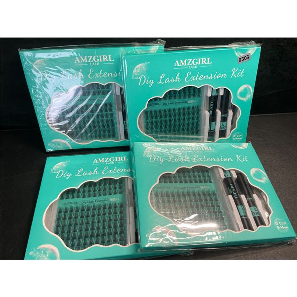 4 Amzgirl DIY At-Home Lash Extension Kits - D-Mix (8-16mm) w/ Bond and Seal, Applicator, and Remover