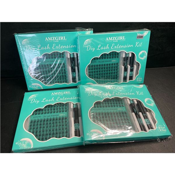 4 Amzgirl DIY At-Home Lash Extension Kits - D-Mix (8-16mm) w/ Bond and Seal, Applicator, and Remover