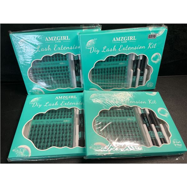 4 Amzgirl DIY At-Home Lash Extension Kits - D-Mix (8-16mm) w/ Bond and Seal, Applicator, and Remover