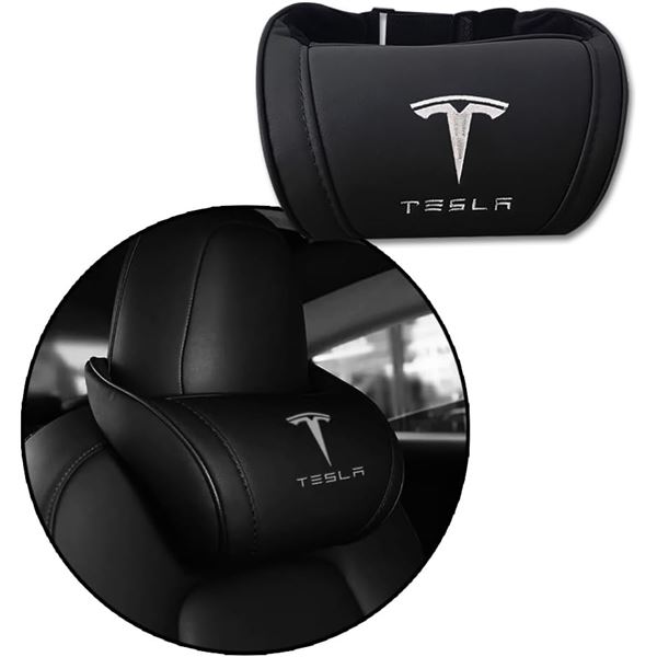 2 Tesla Car Headrest Memory Foam Ergonomic Neck Pillows - Compatible w/ Tesla S/X/3/Y - New