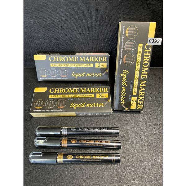 3 Multi-Packs of Chrome Art Markers - High-Gloss Liquid Chromium (3pcs/Colors Each) - New