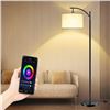 Image 1 : 1 Smart App-Control LED Floor Lamp - RGB Wifi Dimmable Arc Floor Lamp - 66" Tall - New in Box!