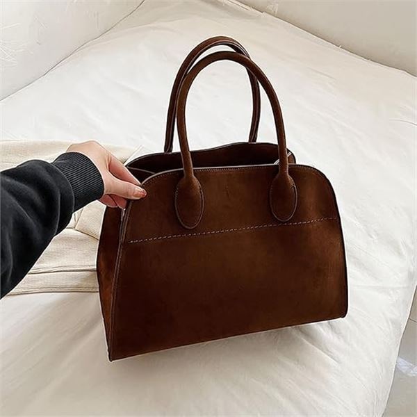 1 Women's Brown Suede Tote Bag/Handbag Purse - 14" x 10" Size - Brand New