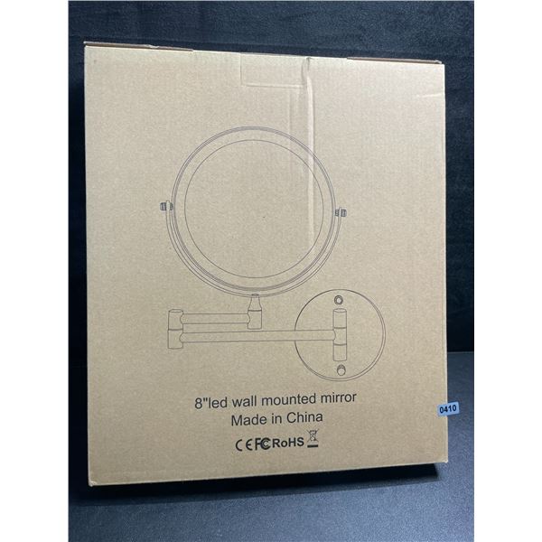 1 Rechargeable 8" LED Lighted Wall Mounted Makeup Mirror; Dual Sided w/ 1X/10X Magnification - NEW