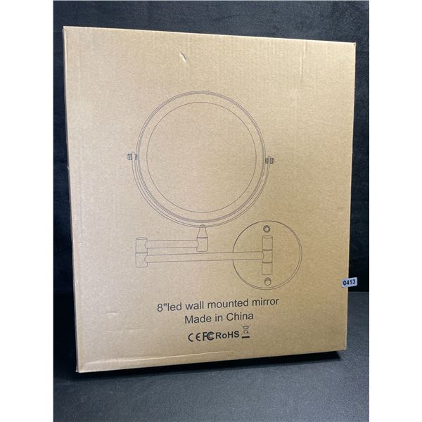 1 Rechargeable 8" LED Lighted Wall Mounted Makeup Mirror; Dual Sided w/ 1X/10X Magnification - NEW