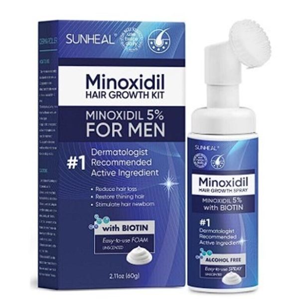2 Boxes of Sunheal 5% Minoxidil Hair Growth Foam for Men; Reduces Hair Loss/Thinning - New Sealed