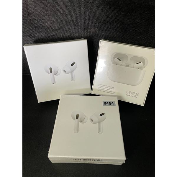 3 Pairs of TWS Airpod-Style Wireless Earbuds with Charging Cases - White - New