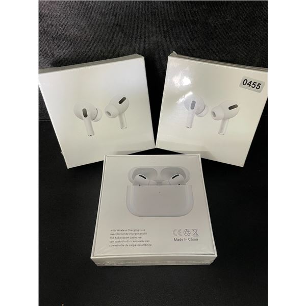 3 Pairs of TWS Airpod-Style Wireless Earbuds with Charging Cases - White - New