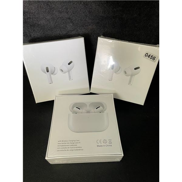 3 Pairs of TWS Airpod-Style Wireless Earbuds with Charging Cases - White - New