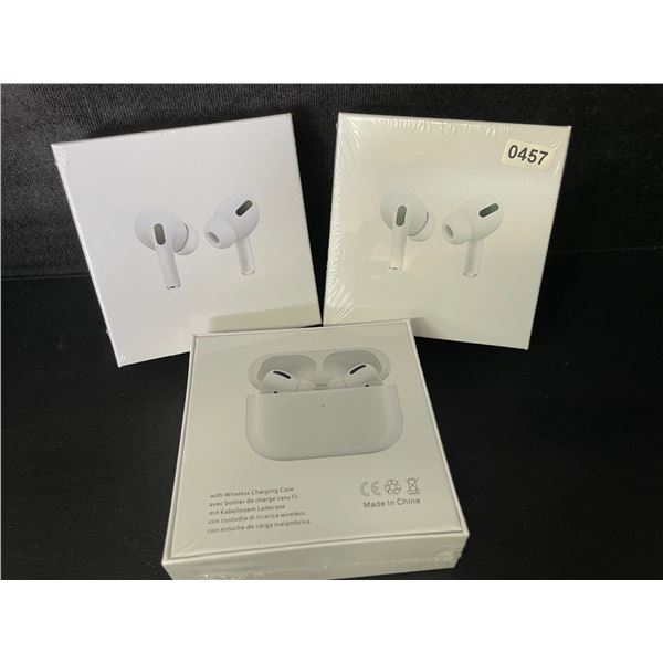 3 Pairs of TWS Airpod-Style Wireless Earbuds with Charging Cases - White - New