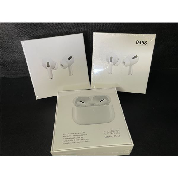 3 Pairs of TWS Airpod-Style Wireless Earbuds with Charging Cases - White - New