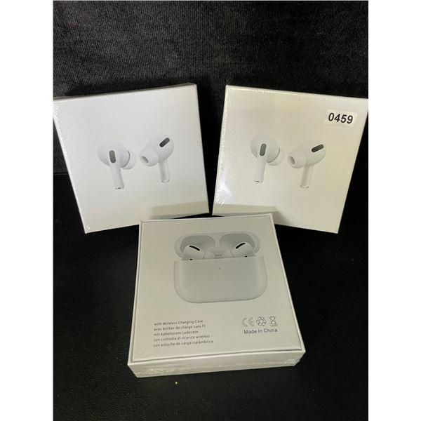 3 Pairs of TWS Airpod-Style Wireless Earbuds with Charging Cases - White - New