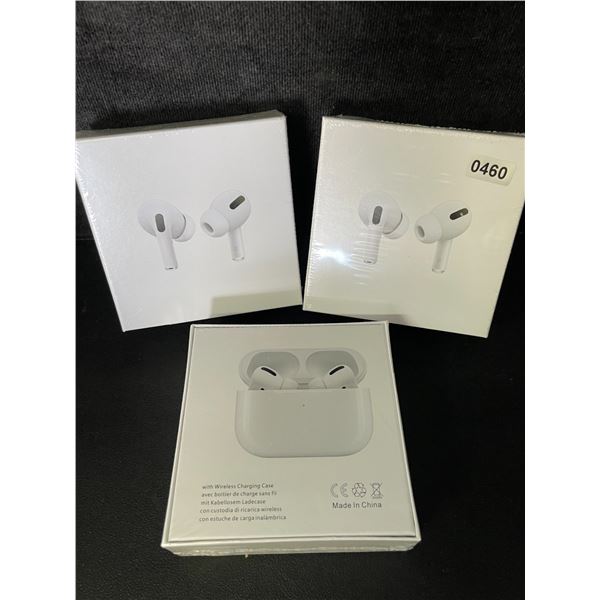 3 Pairs of TWS Airpod-Style Wireless Earbuds with Charging Cases - White - New