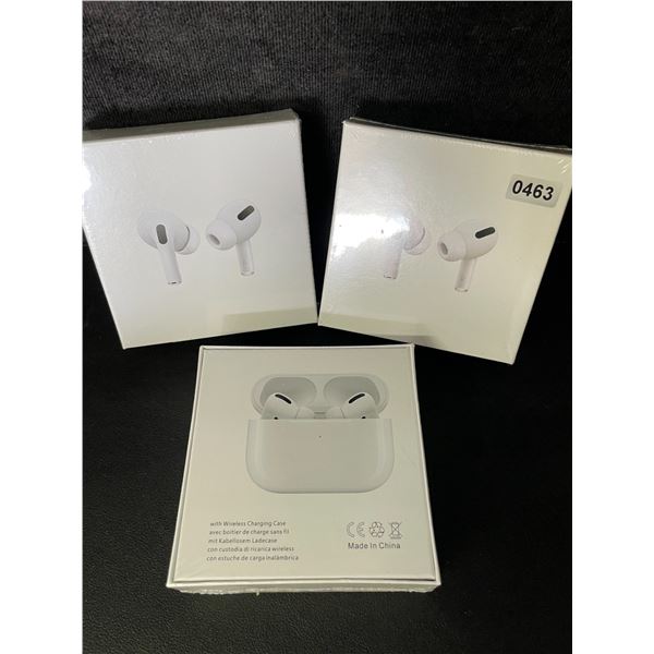 3 Pairs of TWS Airpod-Style Wireless Earbuds with Charging Cases - White - New