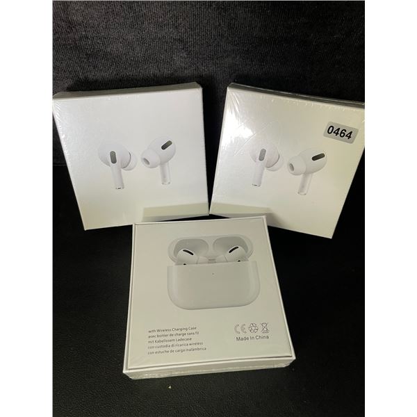 3 Pairs of TWS Airpod-Style Wireless Earbuds with Charging Cases - White - New