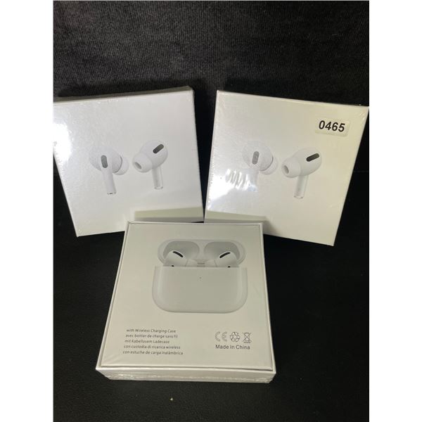3 Pairs of TWS Airpod-Style Wireless Earbuds with Charging Cases - White - New