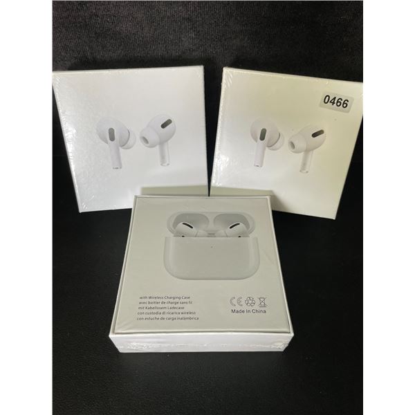 3 Pairs of TWS Airpod-Style Wireless Earbuds with Charging Cases - White - New