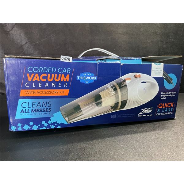 1 Corded Car Vacuum Cleaner with Accessory Kit - 12V Plug-In - New